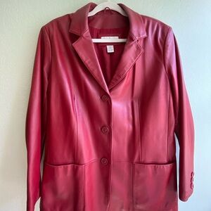 Cherry Red Lamb Leather Jacket